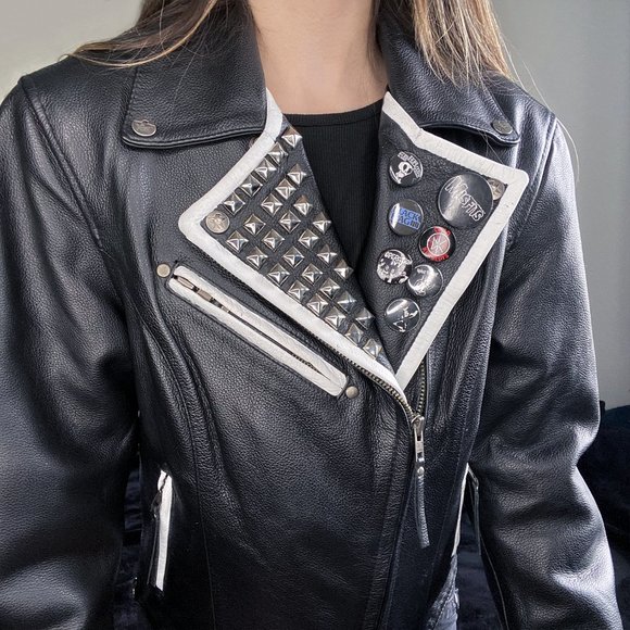 First MFG Customized Genuine Black Leather Jacket - Picture 3 of 6